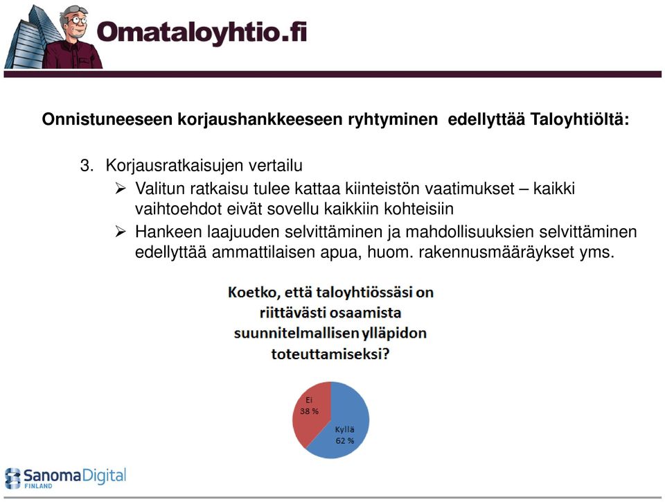 kaikki vaihtoehdot eivät sovellu kaikkiin kohteisiin Hankeen laajuuden