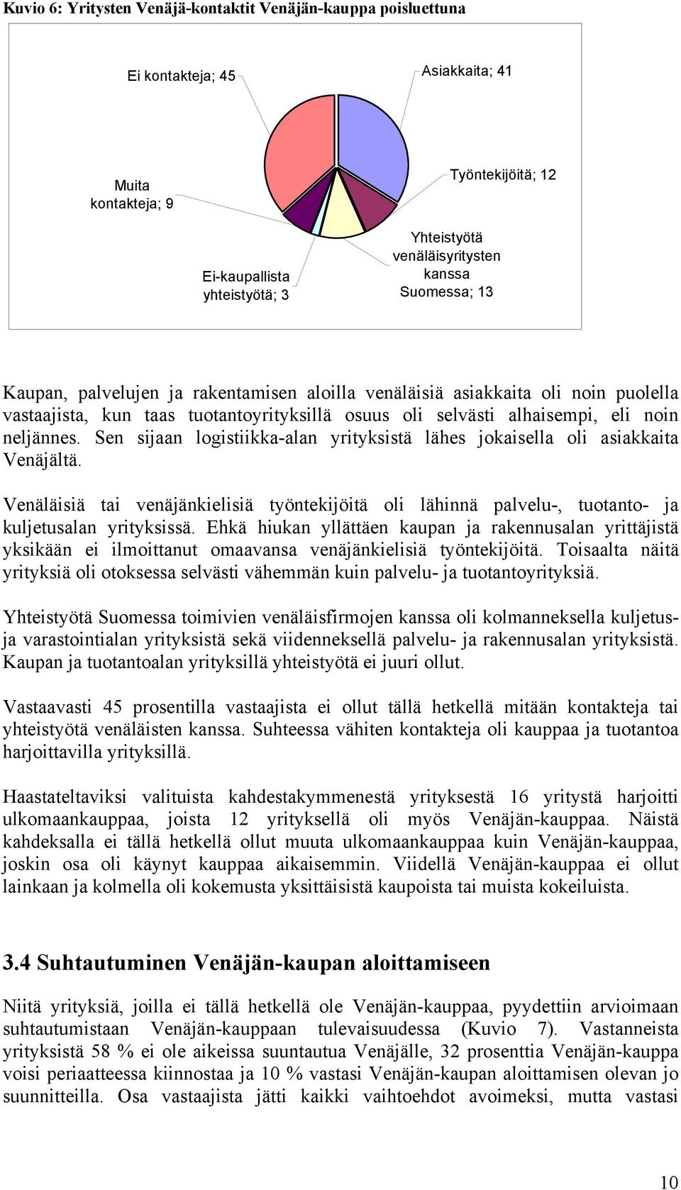 Sen sijaan logistiikka-alan yrityksistä lähes jokaisella oli asiakkaita Venäjältä. Venäläisiä tai venäjänkielisiä työntekijöitä oli lähinnä palvelu-, tuotanto- ja kuljetusalan yrityksissä.