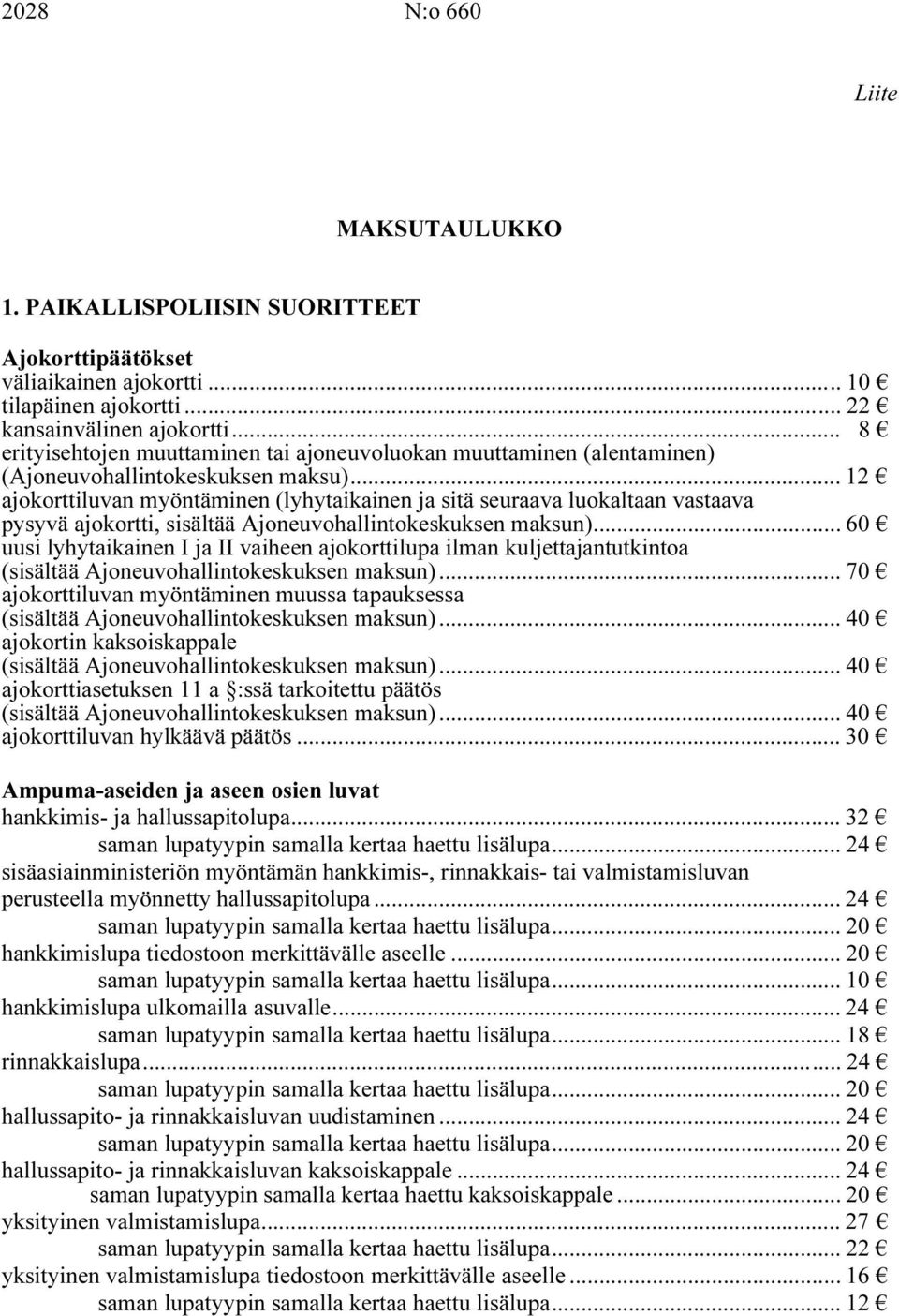 .. 12 ajokorttiluvan myöntäminen (lyhytaikainen ja sitä seuraava luokaltaan vastaava pysyvä ajokortti, sisältää Ajoneuvohallintokeskuksen maksun).