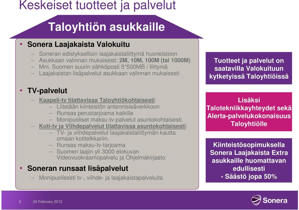 Runsas perustarjoama kaikille Monipuoliset maksu-tv-palvelut asuntokohtaisesti.