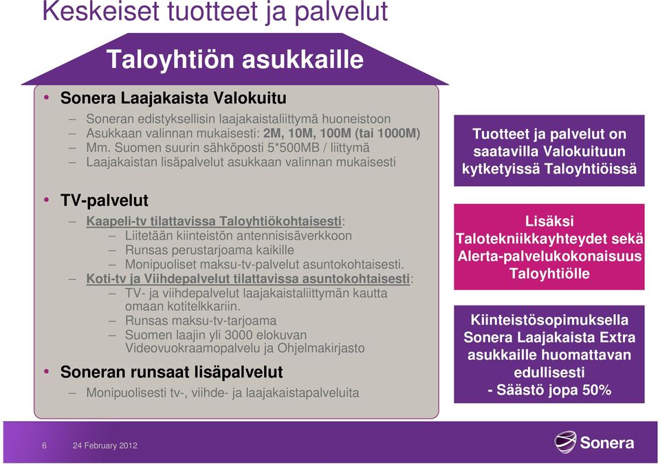 Runsas perustarjoama kaikille Monipuoliset maksu-tv-palvelut asuntokohtaisesti.