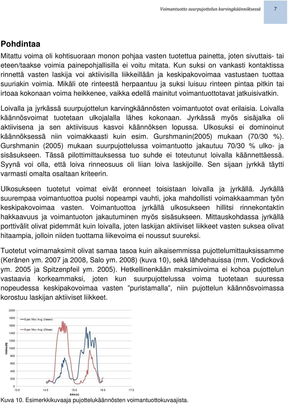 Mikäli ote rinteestä herpaantuu ja suksi luisuu rinteen pintaa pitkin tai irtoaa kokonaan voima heikkenee, vaikka edellä mainitut voimantuottotavat jatkuisivatkin.