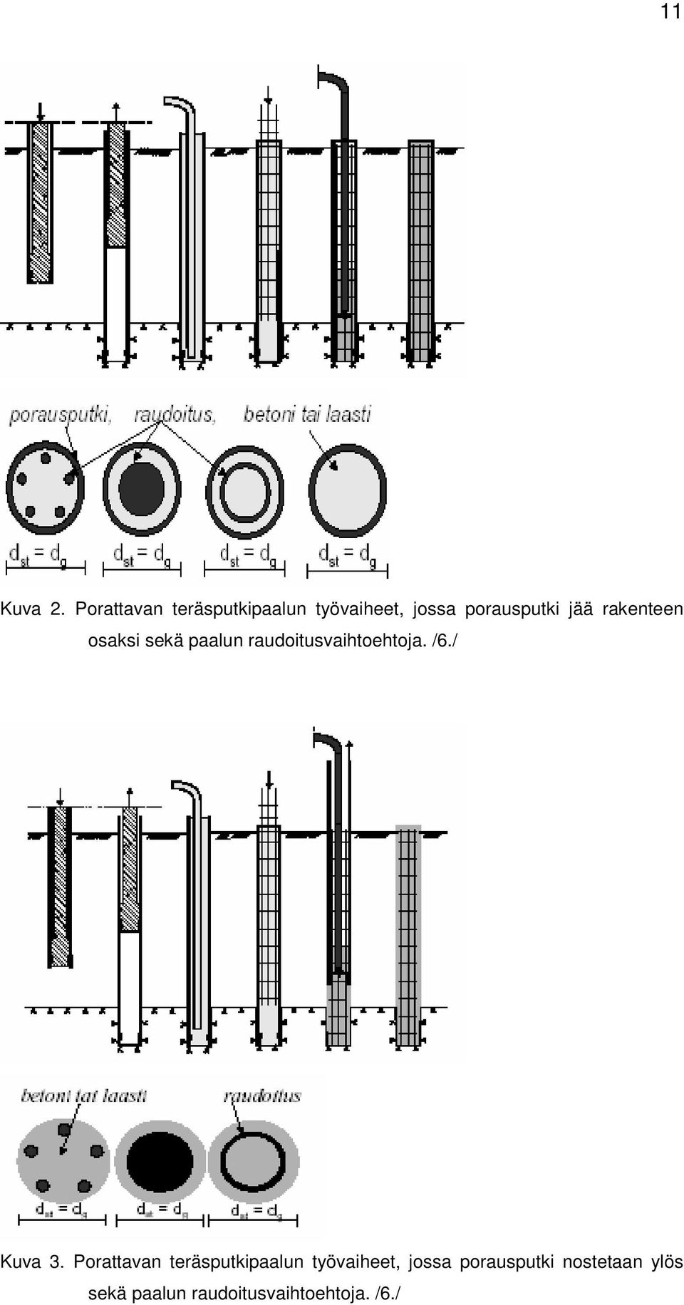 rakenteen osaksi sekä paalun raudoitusvaihtoehtoja. /6.
