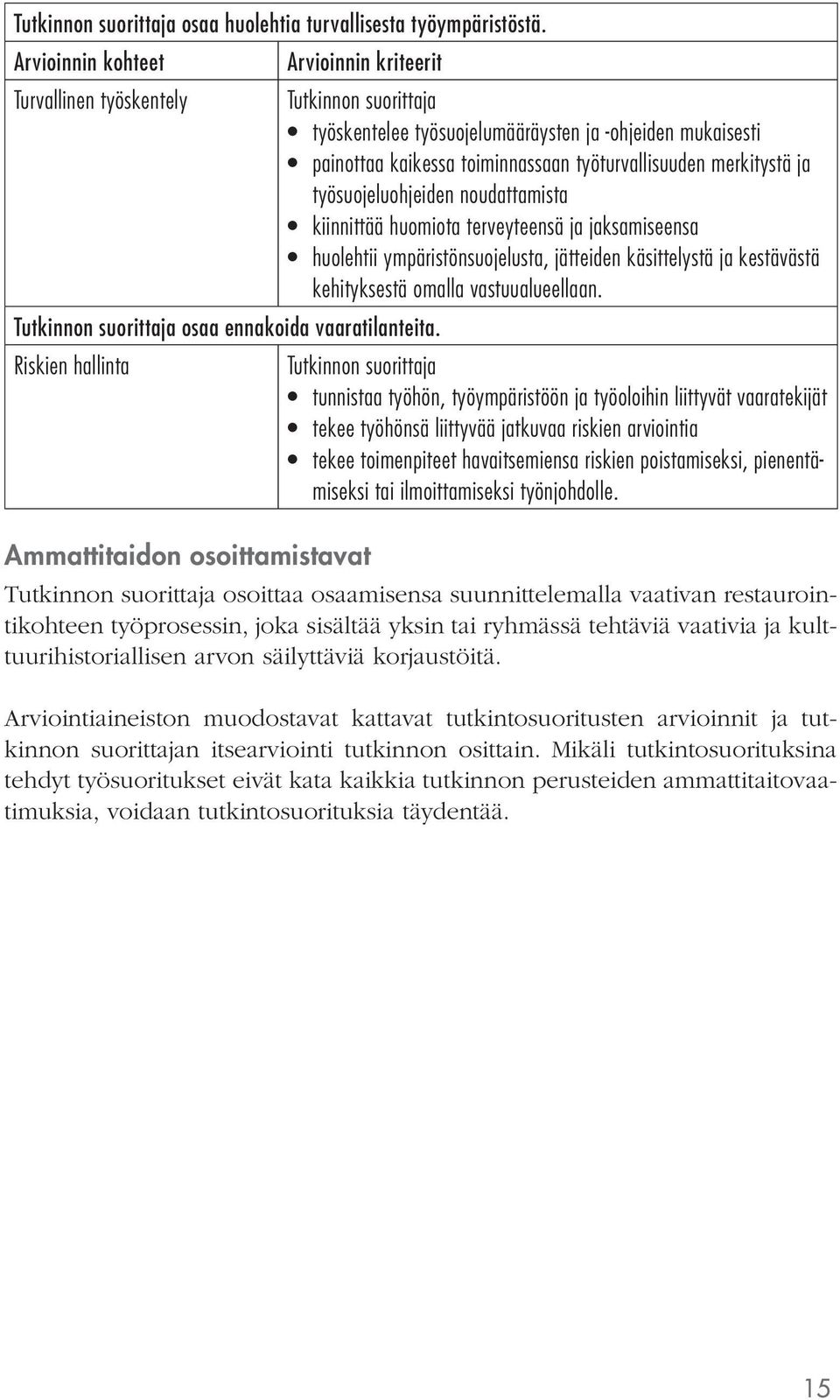 merkitystä ja työsuojeluohjeiden noudattamista kiinnittää huomiota terveyteensä ja jaksamiseensa huolehtii ympäristönsuojelusta, jätteiden käsittelystä ja kestävästä kehityksestä omalla