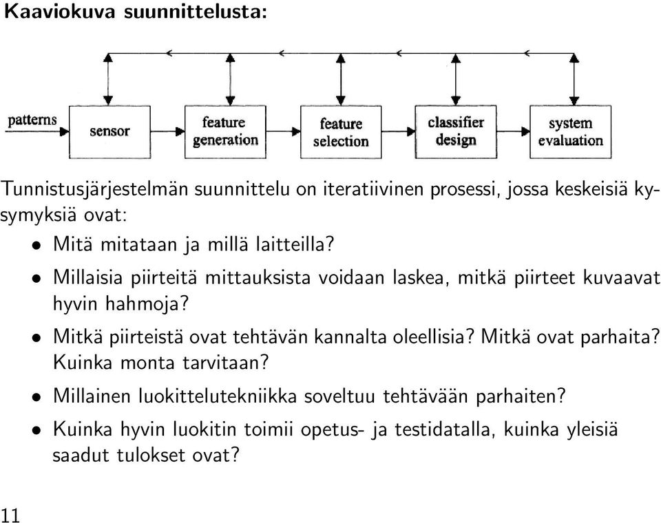 Mitkä piirteistä ovat tehtävän kannalta oleellisia? Mitkä ovat parhaita? Kuinka monta tarvitaan?