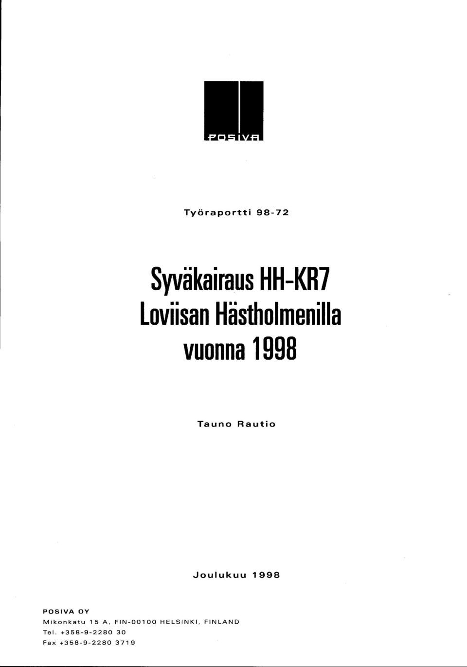 1998 POSIVA OY Mikonkatu 15 A, FIN-00100