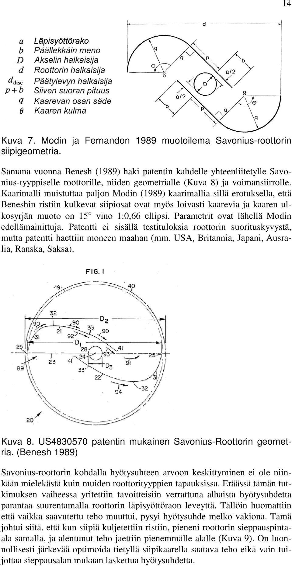 Kaarimalli muistuttaa paljon Modin (1989) kaarimallia sillä erotuksella, että Beneshin ristiin kulkevat siipiosat ovat myös loivasti kaarevia ja kaaren ulkosyrjän muoto on 15 vino 1:0,66 ellipsi.