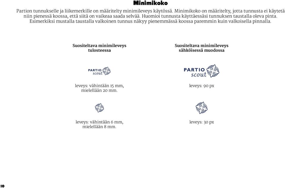 Huomioi tunnusta käyttäessäsi tunnuksen taustalla oleva pinta.