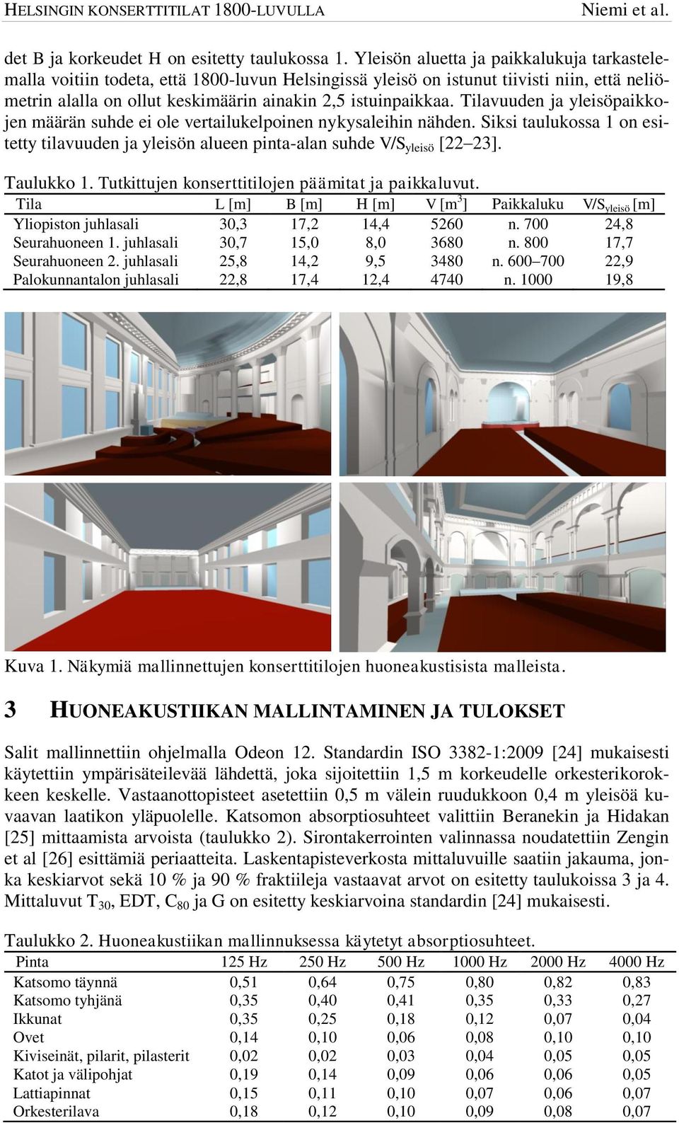 Yleisön aluetta ja paikkalukuja tarkastelemalla voitiin todeta, että 1800-luvun Helsingissä yleisö on istunut tiivisti niin, että neliömetrin alalla on ollut keskimäärin ainakin 2,5 istuinpaikkaa.