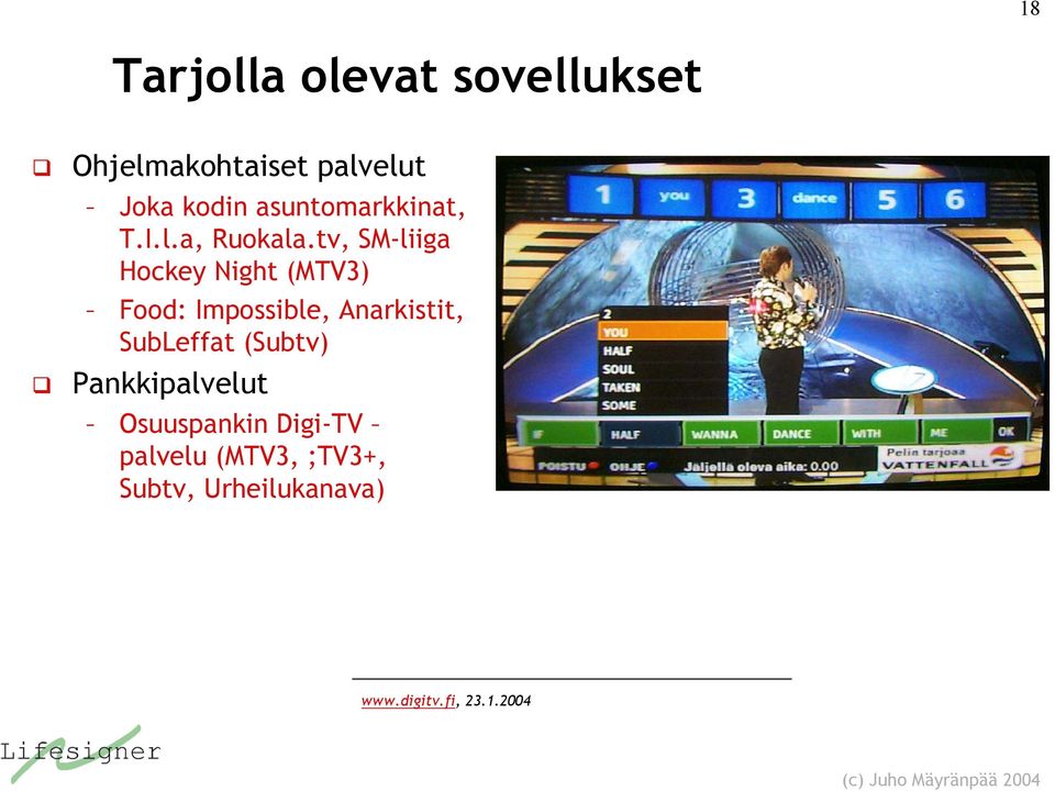 tv, SM-liiga Hockey Night (MTV3) Food: Impossible, Anarkistit,