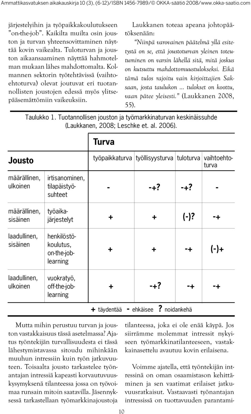Kolmannen sektorin työtehtävissä (vaihtoehtoturva) olevat joutuvat eri tuotannollisten joustojen edessä myös ylitsepääsemättömiin vaikeuksiin.