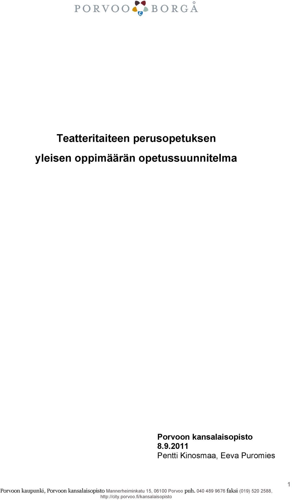opetussuunnitelma Porvoon