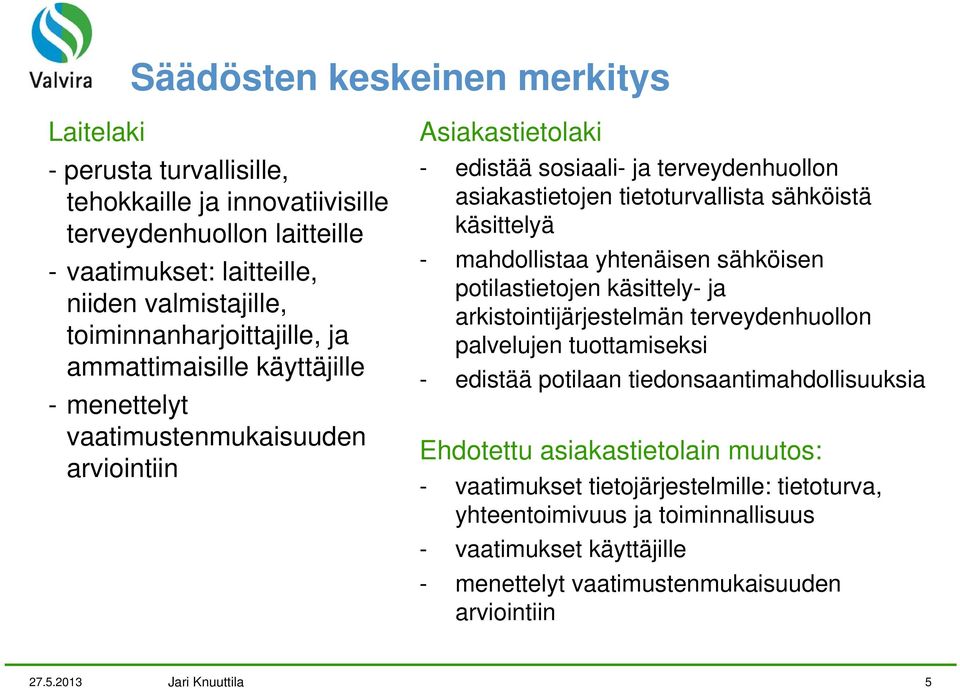 tietoturvallista sähköistä käsittelyä - mahdollistaa yhtenäisen sähköisen potilastietojen käsittely- ja arkistointijärjestelmän terveydenhuollon palvelujen tuottamiseksi - edistää potilaan