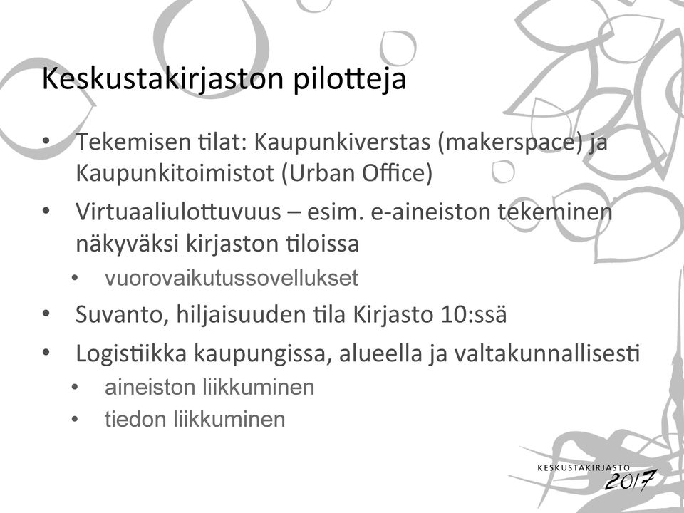 efaineistontekeminen näkyväksikirjaston0loissa vuorovaikutussovellukset