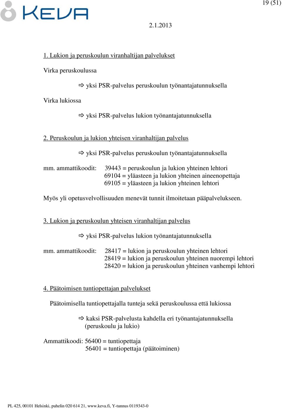 ammattikoodit: 39443 = peruskoulun ja lukion yhteinen lehtori 69104 = yläasteen ja lukion yhteinen aineenopettaja 69105 = yläasteen ja lukion yhteinen lehtori Myös yli opetusvelvollisuuden menevät