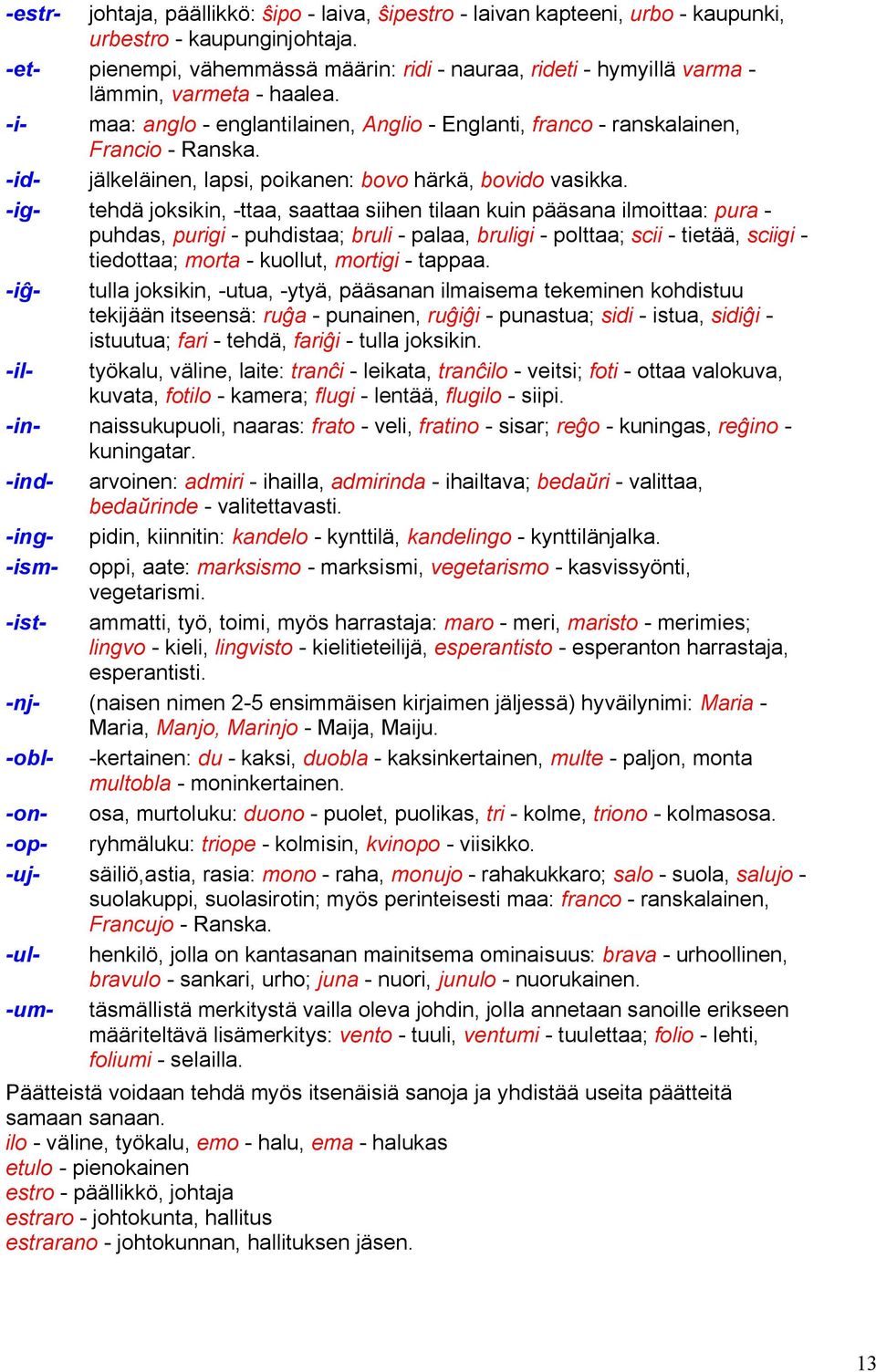 -id- jälkeläinen, lapsi, poikanen: bovo härkä, bovido vasikka.