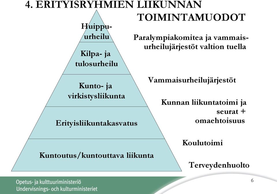 virkistysliikunta Erityisliikuntakasvatus Vammaisurheilujärjestöt Kunnan