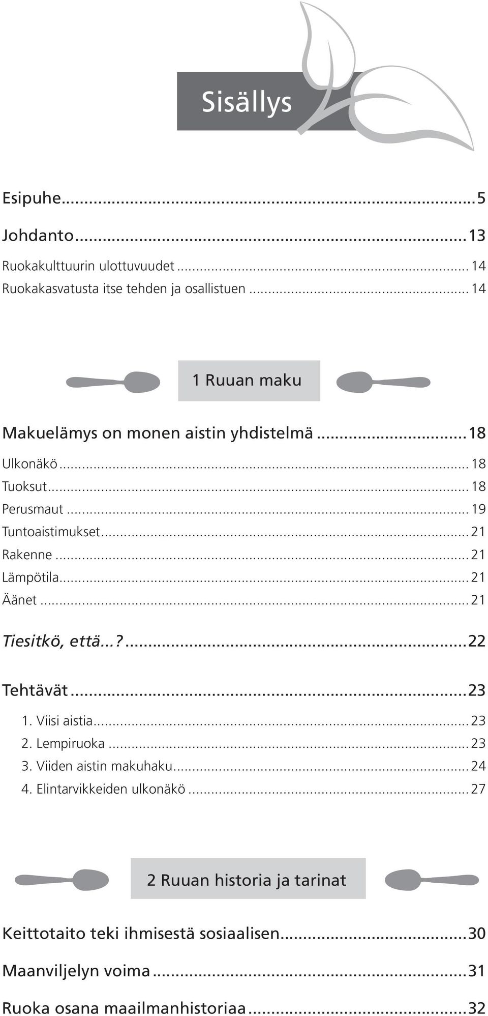 .. 21 Lämpötila... 21 Äänet... 21 Tiesitkö, että...?...22 Tehtävät...23 1. Viisi aistia... 23 2. Lempiruoka... 23 3. Viiden aistin makuhaku.