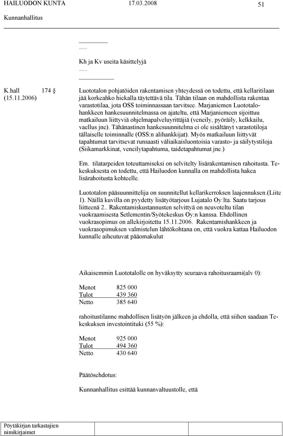 Marjaniemen Luototalohankkeen hankesuunnitelmassa on ajateltu, että Marjaniemeen sijoittuu matkailuun liittyviä ohjelmapalveluyrittäjiä (veneily, pyöräily, kelkkailu, vaellus jne).