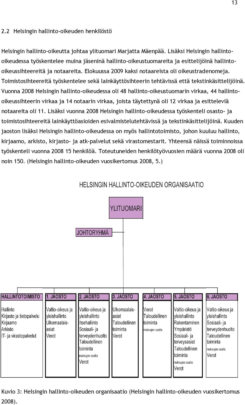 Elokuussa 2009 kaksi notaareista oli oikeustradenomeja. Toimistosihteereitä työskentelee sekä lainkäyttösihteerin tehtävissä että tekstinkäsittelijöinä.