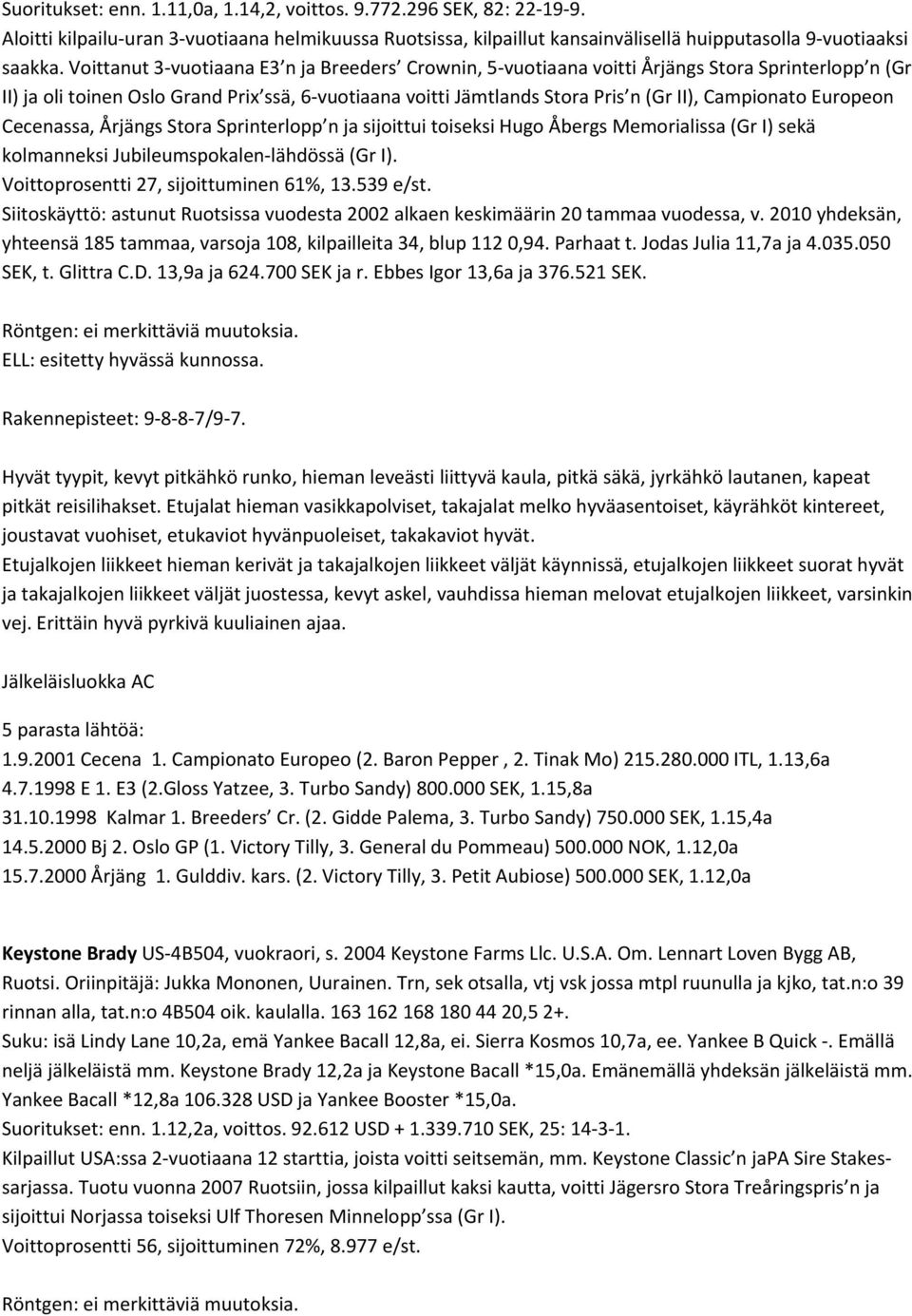 Campionato Europeon Cecenassa, Årjängs Stora Sprinterlopp n ja sijoittui toiseksi Hugo Åbergs Memorialissa (Gr I) sekä kolmanneksi Jubileumspokalen lähdössä (Gr I).