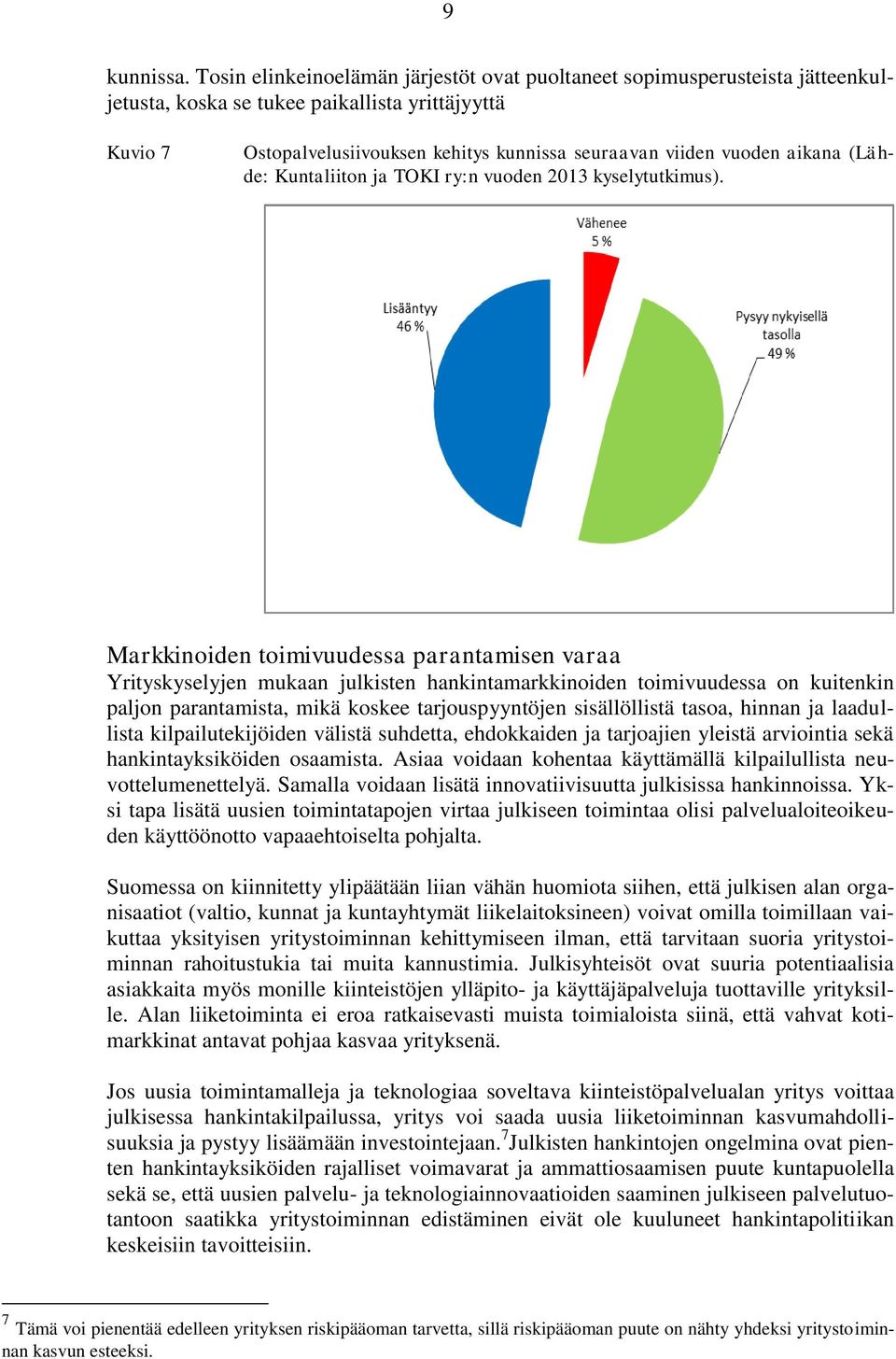 aikana (Lähde: Kuntaliiton ja TOKI ry:n vuoden 2013 kyselytutkimus).