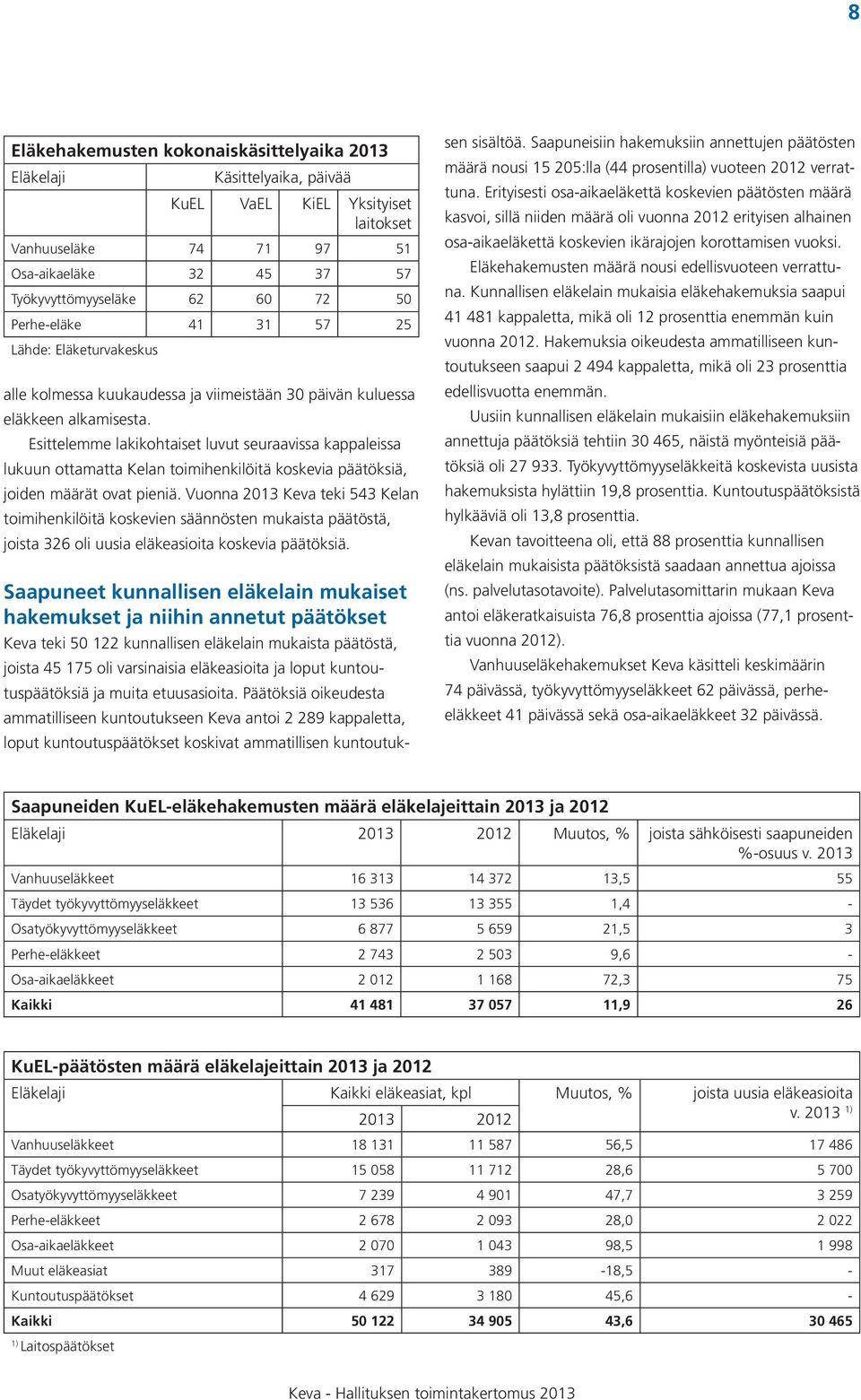 Esittelemme lakikohtaiset luvut seuraavissa kappaleissa lukuun ottamatta Kelan toimihenkilöitä koskevia päätöksiä, joiden määrät ovat pieniä.