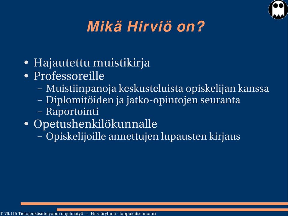 keskusteluista opiskelijan kanssa Diplomitöiden ja