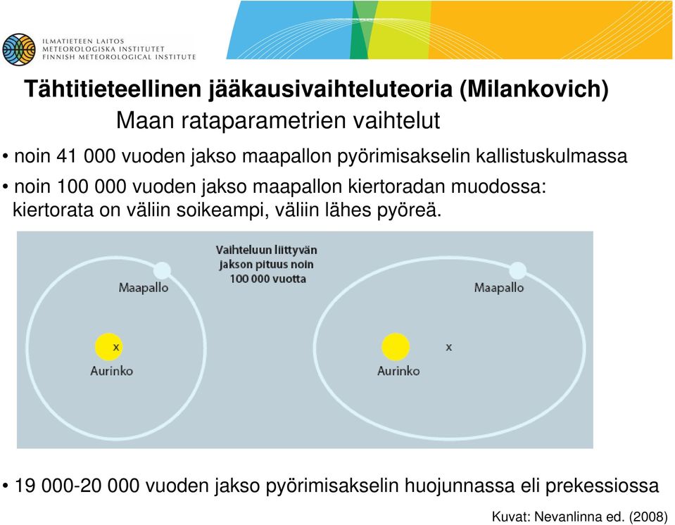 maapallon kiertoradan muodossa: kiertorata on väliin soikeampi, väliin lähes pyöreä.