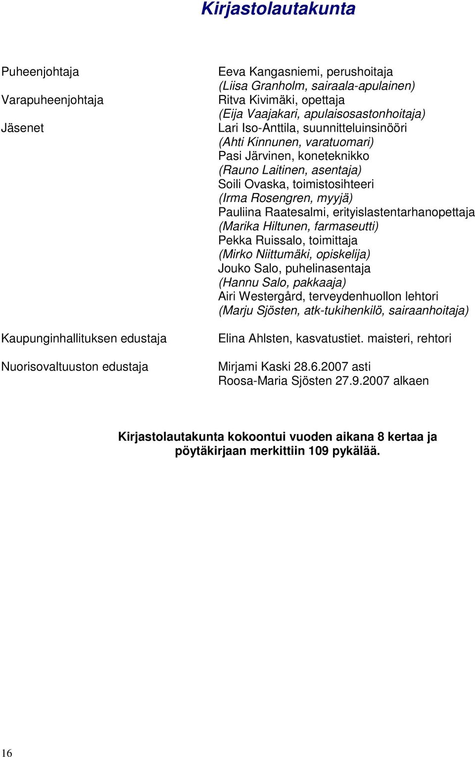 toimistosihteeri (Irma Rosengren, myyjä) Pauliina Raatesalmi, erityislastentarhanopettaja (Marika Hiltunen, farmaseutti) Pekka Ruissalo, toimittaja (Mirko Niittumäki, opiskelija) Jouko Salo,