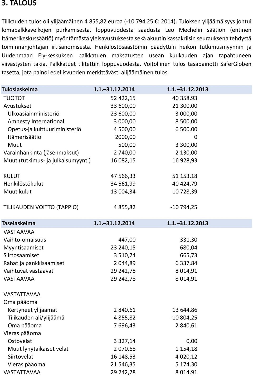 seurauksena tehdystä toiminnanjohtajan irtisanomisesta.