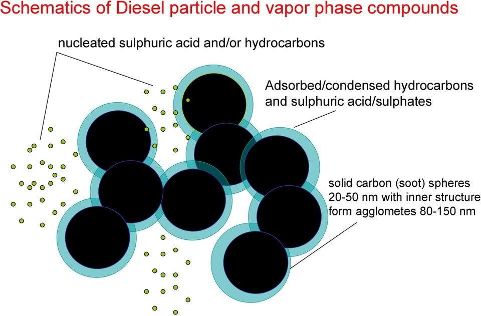 Adsorbed/condensed hydrocarbons and sulphuric acid/sulphates