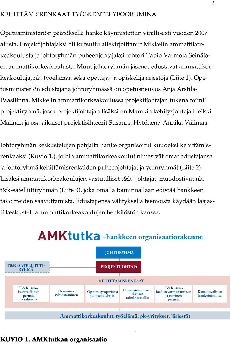 Muut johtoryhmän jäsenet edustavat ammattikorkeakouluja, nk. työelämää sekä opettaja- ja opiskelijajärjestöjä (Liite 1).