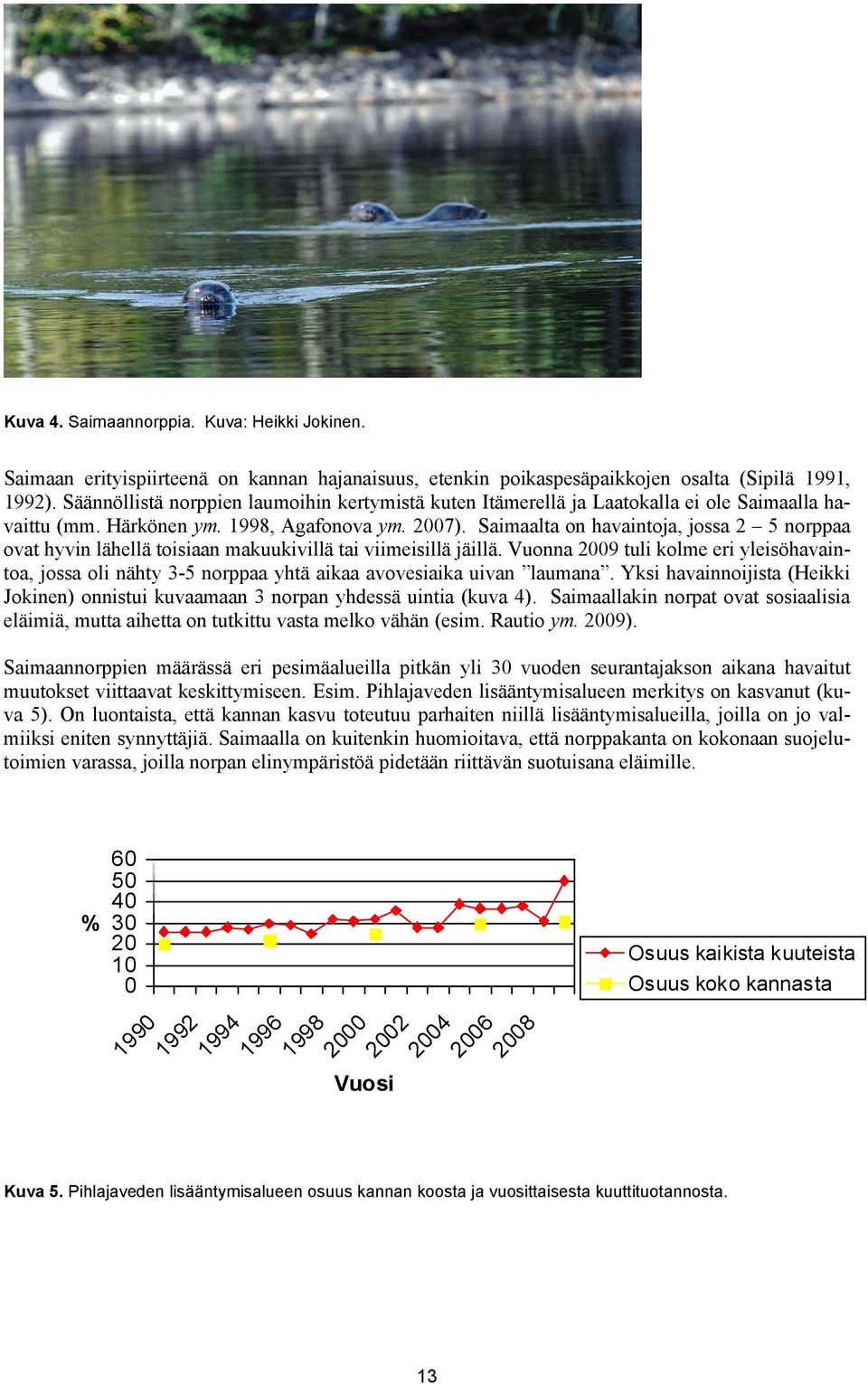 Saimaalta on havaintoja, jossa 2 5 norppaa ovat hyvin lähellä toisiaan makuukivillä tai viimeisillä jäillä.