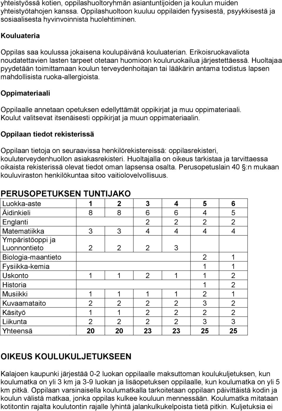 Erikoisruokavaliota noudatettavien lasten tarpeet otetaan huomioon kouluruokailua järjestettäessä.