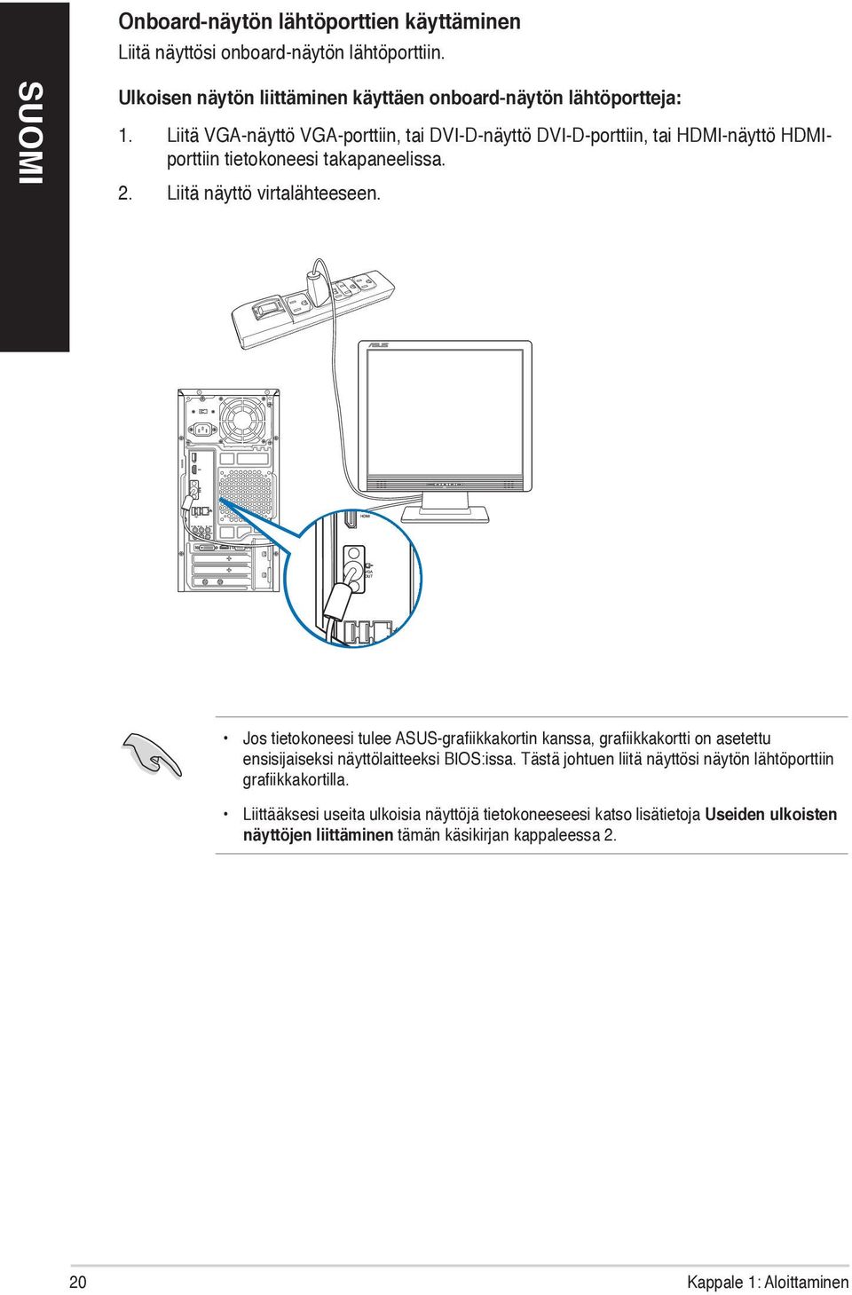 Jos tietokoneesi tulee ASUS-grafiikkakortin kanssa, grafiikkakortti on asetettu ensisijaiseksi näyttölaitteeksi BIOS:issa.