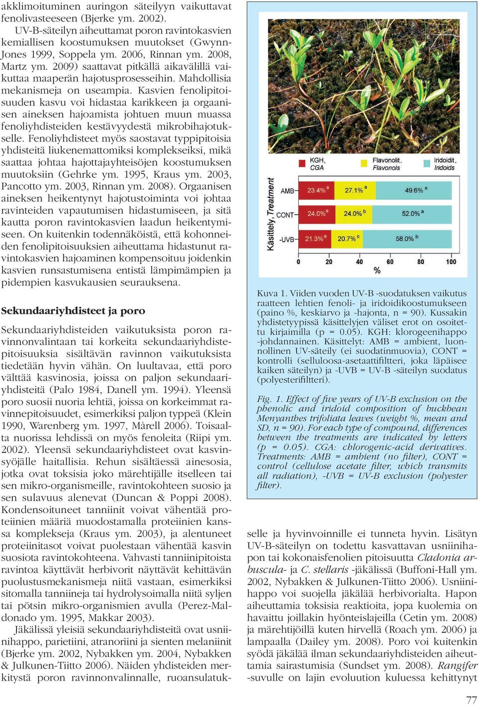 Kasvien fenolipitoisuuden kasvu voi hidastaa karikkeen ja orgaanisen aineksen hajoamista johtuen muun muassa fenoliyhdisteiden kestävyydestä mikrobihajotukselle.