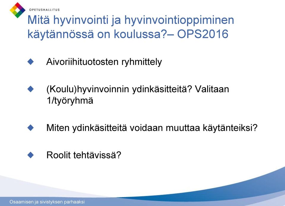 OPS2016 Aivoriihituotosten ryhmittely (Koulu)hyvinvoinnin