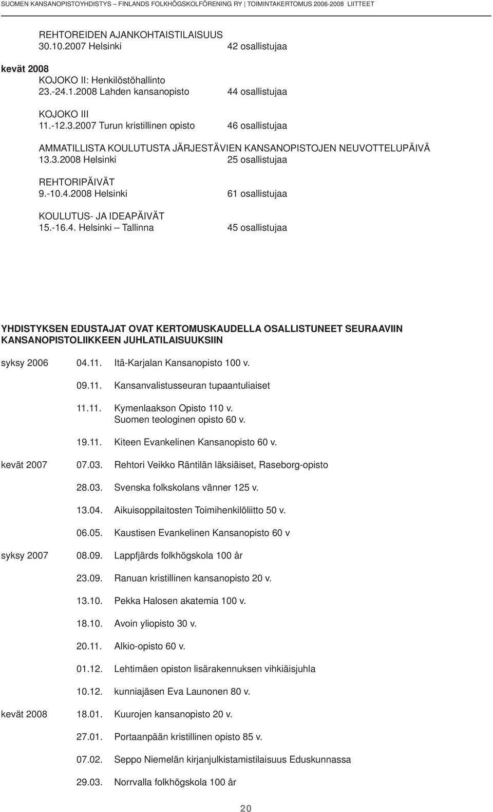 3.2008 Helsinki 25 osallistujaa REHTORIPÄIVÄT 9.-10.4.