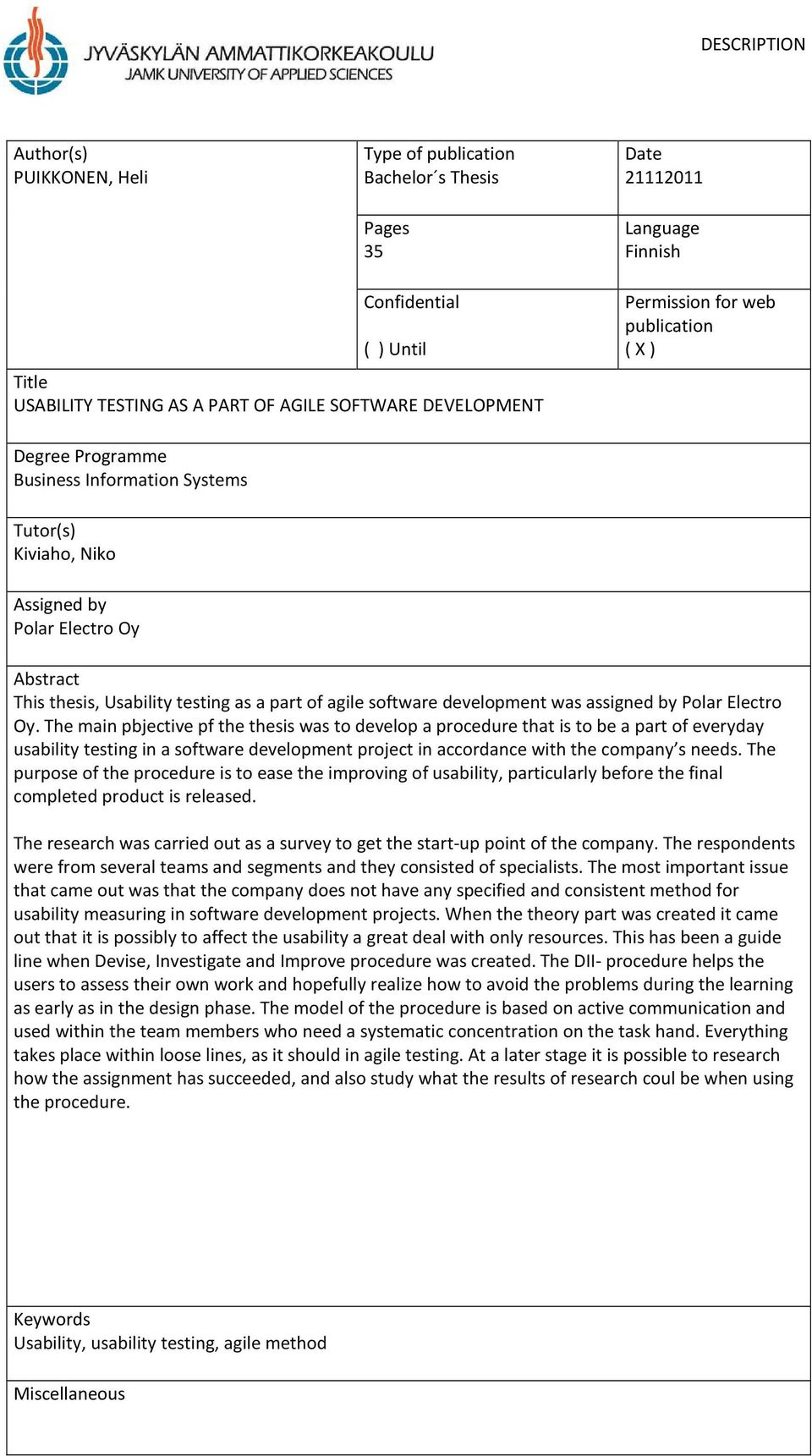 agile software development was assigned by Polar Electro Oy.