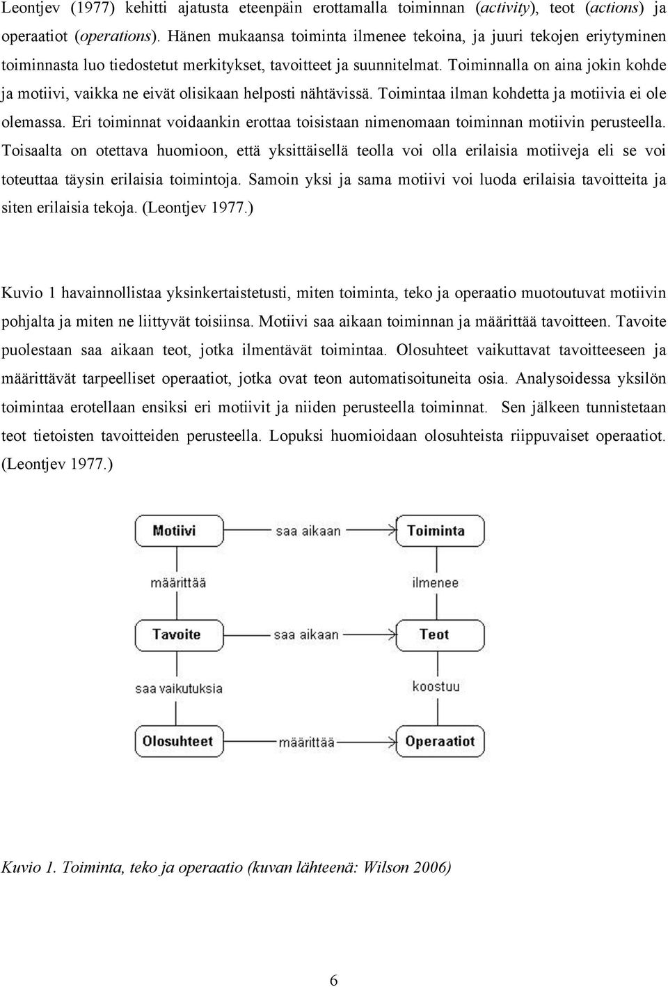 Toiminnalla on aina jokin kohde ja motiivi, vaikka ne eivät olisikaan helposti nähtävissä. Toimintaa ilman kohdetta ja motiivia ei ole olemassa.