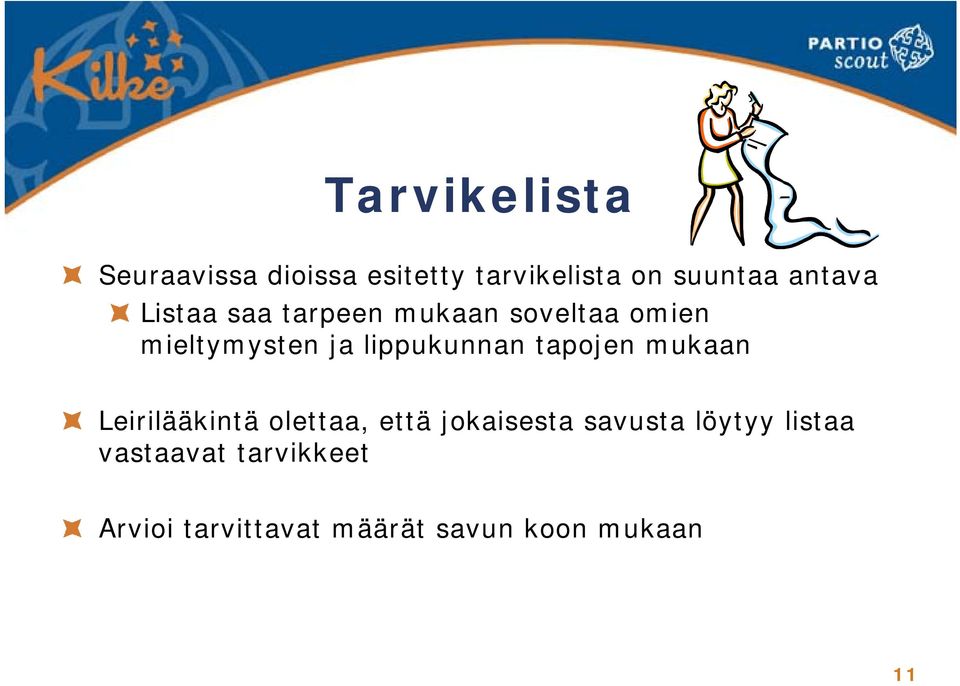 lippukunnan tapojen mukaan Leirilääkintä olettaa, että jokaisesta