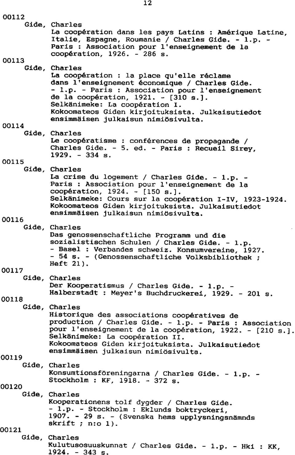 on pour lrenseignement de la cooperation, 1921. - [310 s.]. SelkAnirneke: La coop6ration I. Kokoonateos ciden kirjoitukslsta. Julkaisutiedot ensinmalsen Julkalsun nlmi6stvulta.