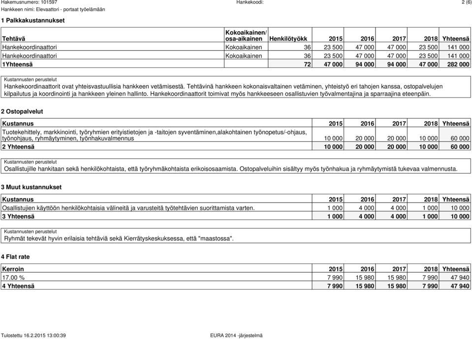 Tehtävinä hankkeen kokonaisvaltainen vetäminen, yhteistyö eri tahojen kanssa, ostopalvelujen kilpailutus ja koordinointi ja hankkeen yleinen hallinto.