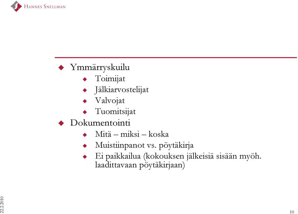 Muistiinpanot vs.