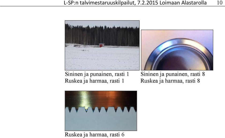 rasti 1 Sininen ja punainen, rasti 8 Ruskea ja