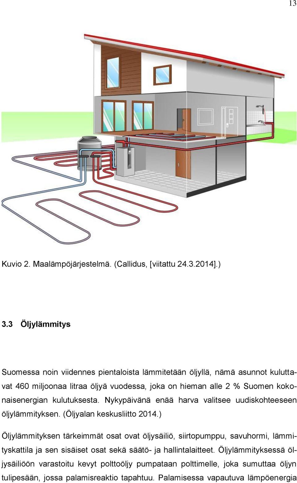 kokonaisenergian kulutuksesta. Nykypäivänä enää harva valitsee uudiskohteeseen öljylämmityksen. (Öljyalan keskusliitto 2014.