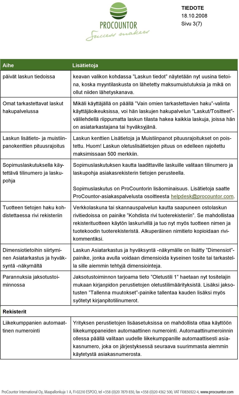 uusina tietoina, koska myyntilaskusta on lähetetty maksumuistutuksia ja mikä on ollut niiden lähetyskanava.