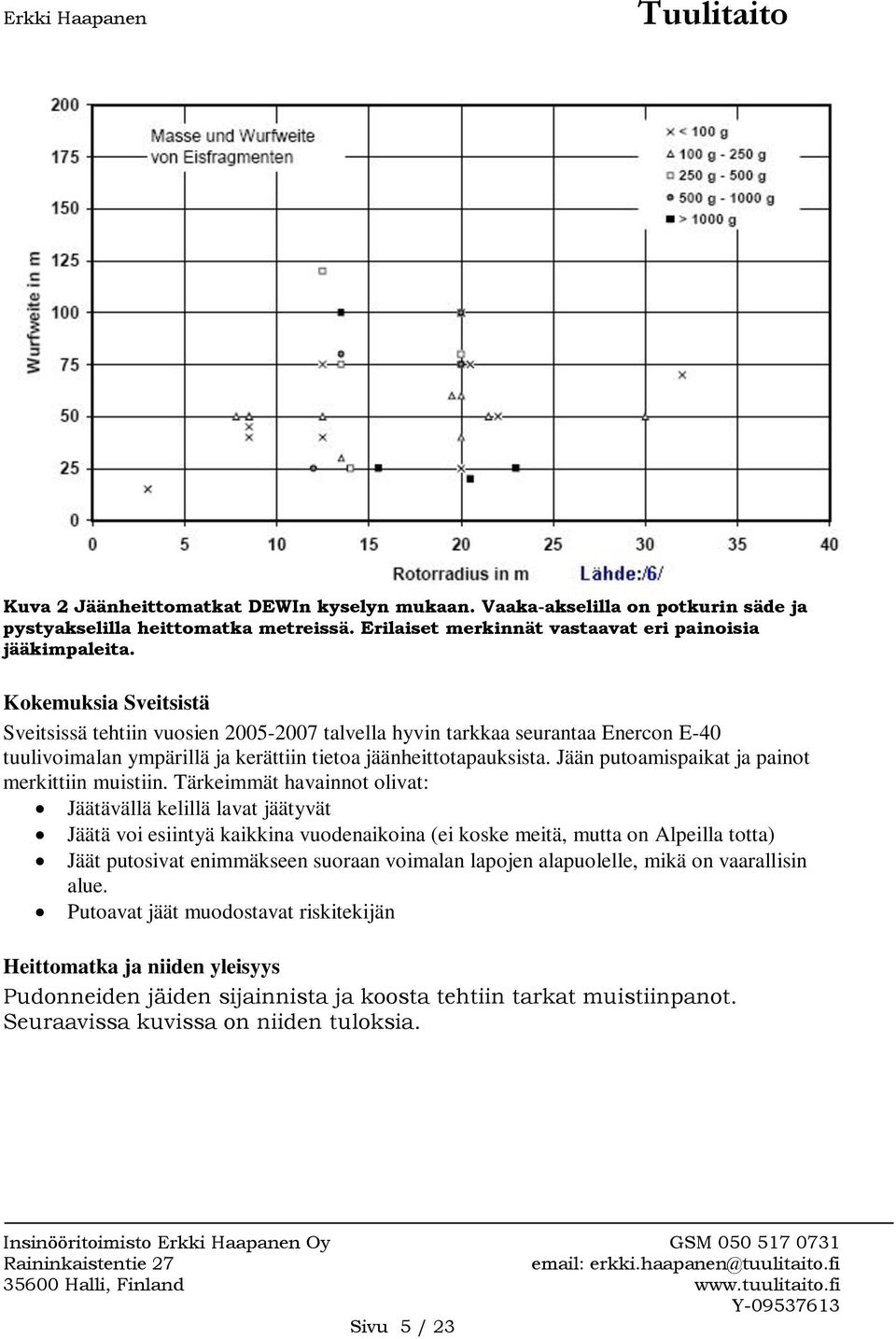 Jään putoamispaikat ja painot merkittiin muistiin.