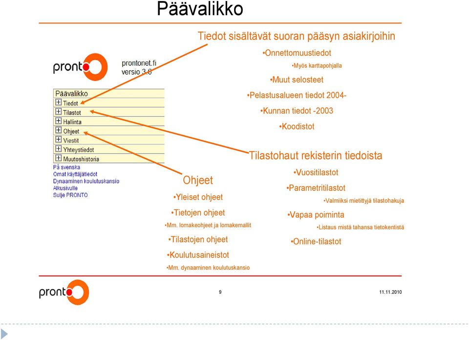 Parametritilastot Tietojen ohjeet Vapaa poiminta Valmiiksi mietittyjä tilastohakuja Mm.